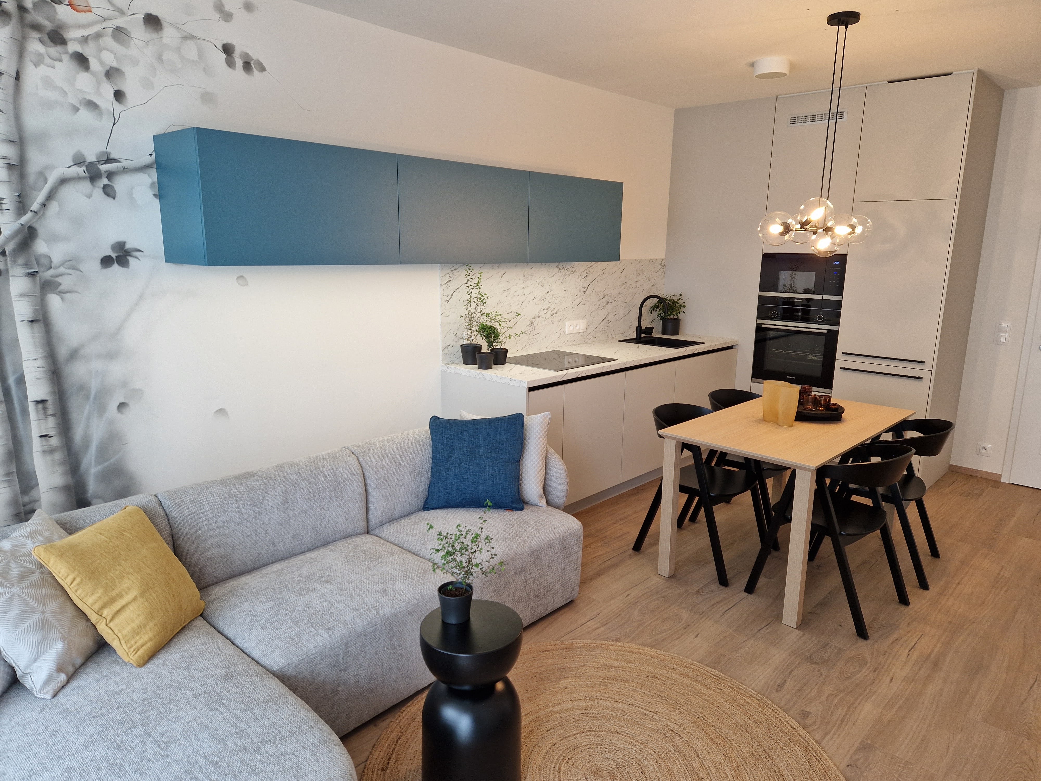 Moderní kuchyň spojená s obývacím pokojem